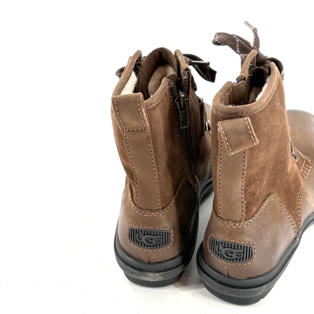 Ugg Hapsburg Combat Boots 6.5 Brown NWOT Ankle Booties Suede Leather Moto Sherpa - Picture 3 of 7